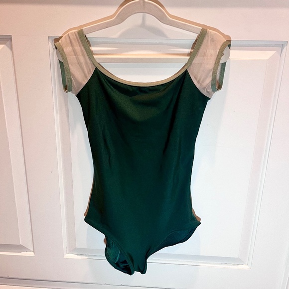 Yumiko Wendy leotard green with mesh sleeves Xsmall - Picture 1 of 6